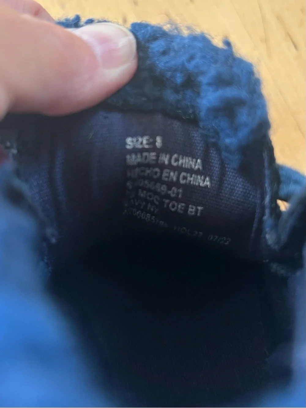 Baby Gap Moc Toe Boots Navy Blue Faux Fur Fleece Trim Lace Up Booties Sz 8 NWOT